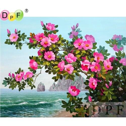 DPF diamond embroidery Seaside flowers diamond painting cross stich diamond mosaic kit full square needlework home decor pattern