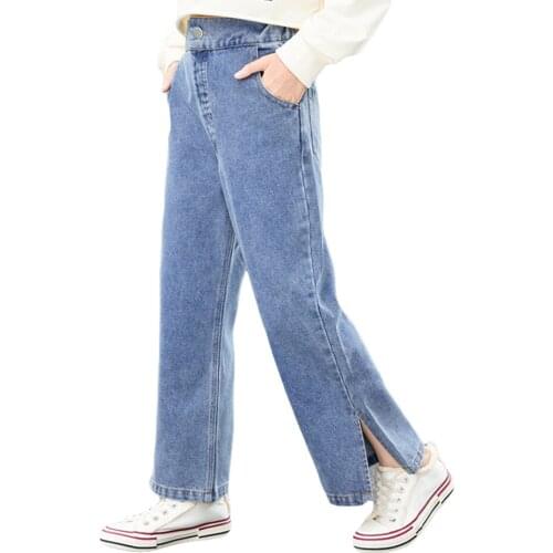 Jeans For Girl Solid Color Childrens Jeans Girl Casual Style Jeans Kid Spring Autumn Clothes For Girls 6 8 10 12 14