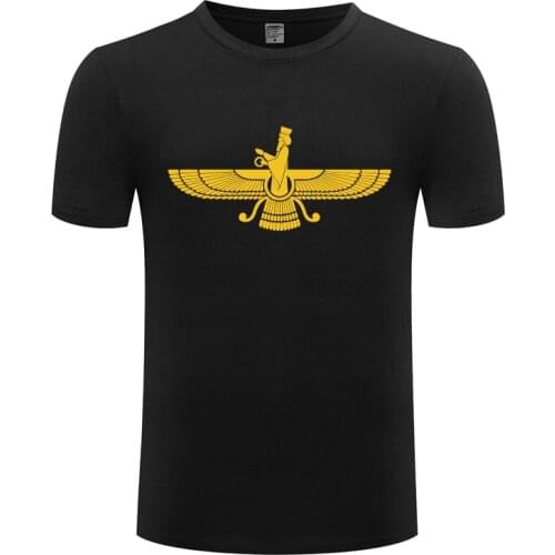 Farvahar Iran Persia Symbol Iranian Persian Zoroastrian T Shirts Men Short Sleeve O Neck Cotton Man T-Shirt Cool Funny Top Tee