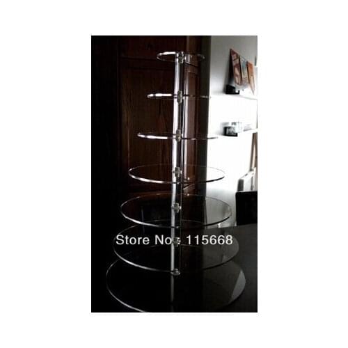 HOT Perfect !Free shipping 7 Tier Round Crystal Acrylic Birthday Party Cupcake Display Stand Maypole Wedding Cake Display Stand