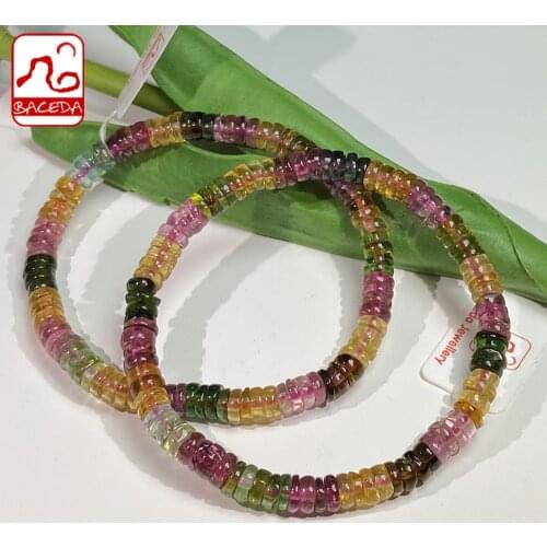 Baceda October Birthstone fosters compassion cool headedness Natural Crystals of Multicolored Tourmaline Abacus Design Bracelet