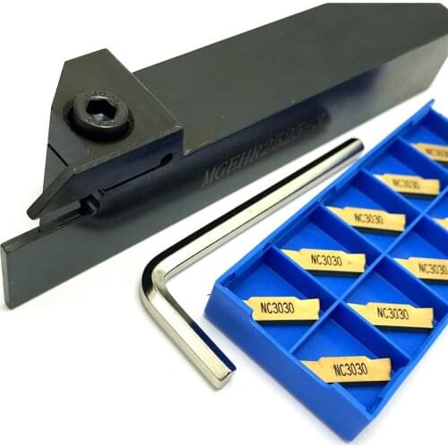 Grooving tool holder MGEHR1010 MGEHR1212 MGEHR1616 MGEHR2020 MGEHR2525 MGEHR3232 +10pcs MGMN250 G NC3030 grooving turning tools