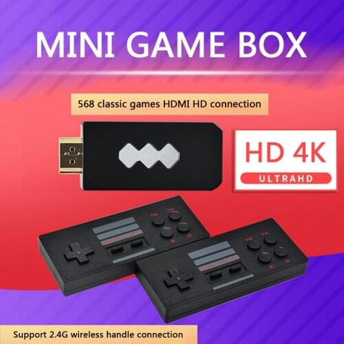 Classic 4K HDMI-compatible Mini Game Console Built in 568 Retro Games Dual Wireless Controller Handheld Video Gaming Player