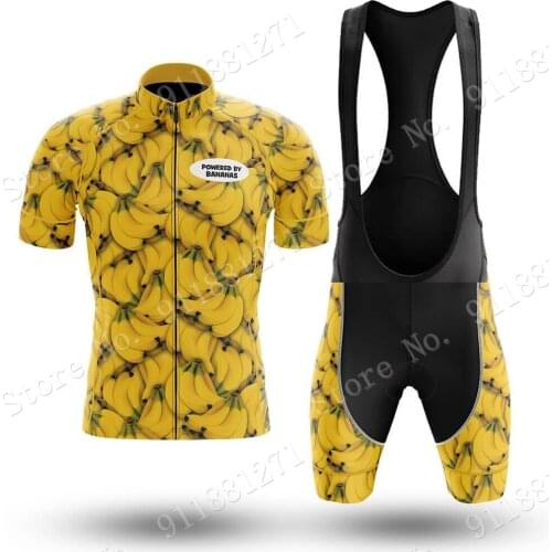Powered By Bananas 2021 Cycling Jersey Set Summer Clothing Mens Road Bike Shirts Suit Bicycle Bib Shorts MTB Ropa Ciclismo