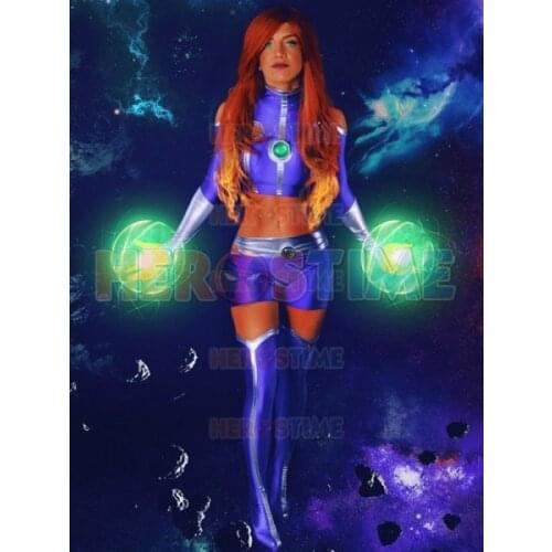 Starfire Cosplay Costumes Spandex Zentai Adults Kids Superhero Bodysuit Custom Made