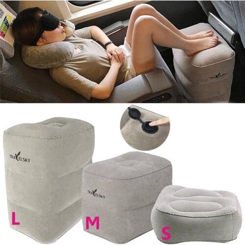 1pcs Portable Pad Mat Footrest Pillow Home Outdoor Foot Relief Cushion PVC Gray Train Flight Travel Inflatable Foot Rest Pillows