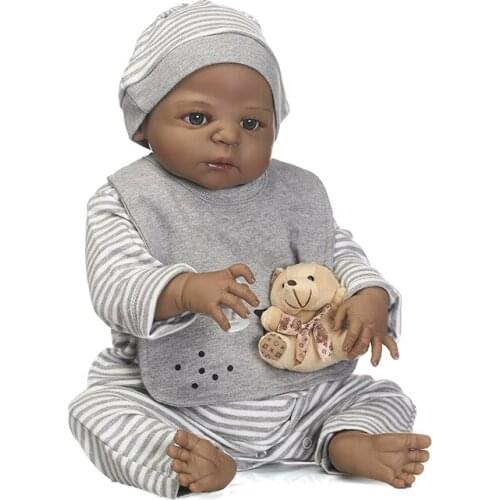 NPKCOLLECTION reborn black boy doll with full vinyl body soft real touch boy gender best toys for childrens Birthday