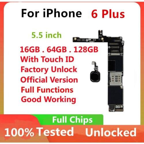 Logic Board Unlocked For iPhone 6 Plus Motherboard with Full Chips IOS Update Support 4G Lte Network Full Chips 16GB 64GB 128GB