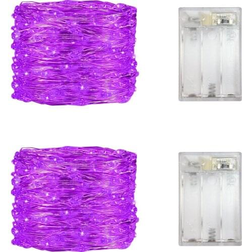 2 Pack Battery Operated Mini Led Fairy Lights for Bedroom Wedding Party Decorations,30 Count Leds,10 Feet Silver Wire(purple)