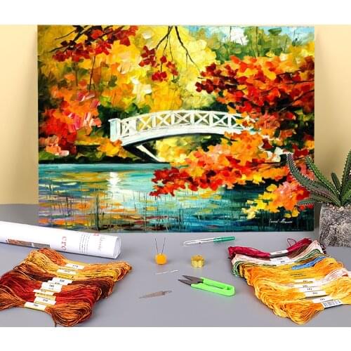 Bridge Over Innocence Printed Canvas 11CT Cross-Stitch Embroidery Complete Kit DMC Threads Handiwork Handicraft Mulina