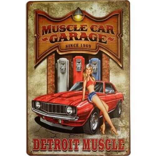 Muscle Car Garage Since 1969 Detroit Muscle Retro Vintage Decor Metal Tin Sign 12 X 8 Inches