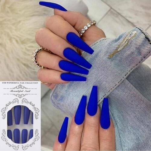 24Pcs/set European Ballerina Detachable Long Coffin Fake Nails Stiletto Full Nails Nail Tips Colorful Artificial Fake Nail