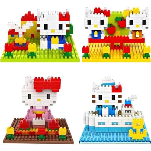 New Hello Kitty scene series fountain, Captain Hello Kitty cartoon model puzzle set children toys giftPokemon series Pikachu fir