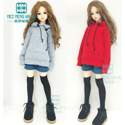 BJD doll clothes for 1/3 BJD SD doll fashion black hooded sweater + denim shorts