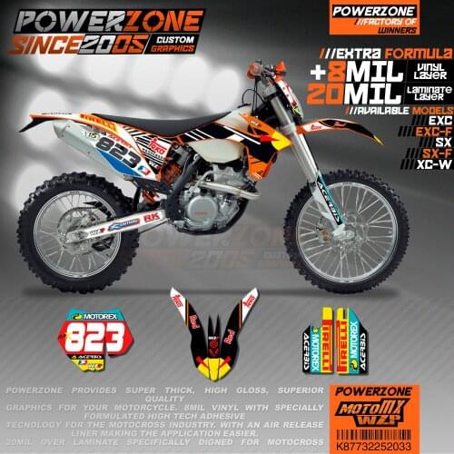 PowerZone Custom Team Graphics Backgrounds Decals 3M Stickers Kit For KTM SX SXF MX EXC XCW Enduro 125cc to 500cc 2011-2016 033