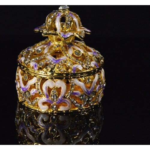 QIFU Europe handicraft metal flower basket shape earrings box for gift