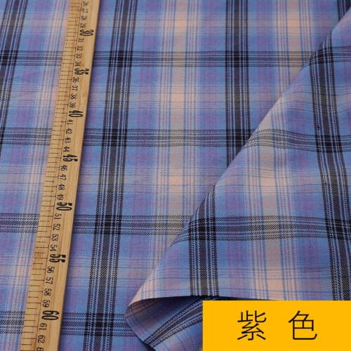 Grid DIY Fabric Color Weaving English Style Polyester Clothing Fabric