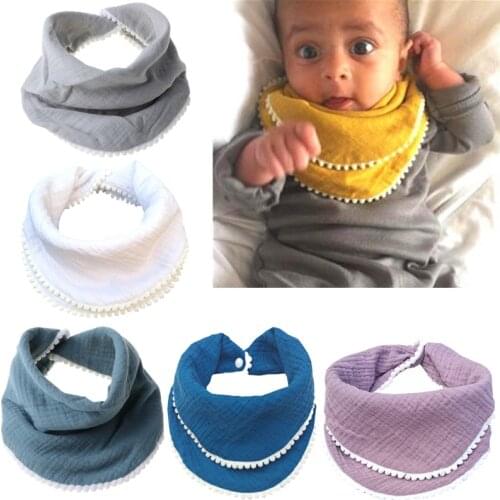 Cotton Baby Bibs Lace Tassel Newborn Saliva Feeding Towel Double Layer Triangle Scarf Bandana Bib Boys Girls Absorbent Cloth