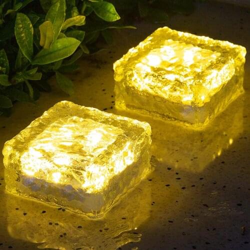 Solar LED ice brick light imitation glass outdoor courtyard floor tile light garden landscape decoration underground light