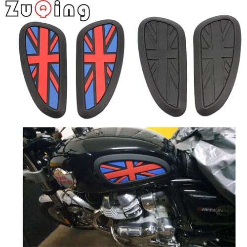 Universal Retro Motorcycle Cafe Racer Gas Fuel tank Rubber Sticker Protector Sheath Knee Tank pad Grip Decal Union Jack Logo