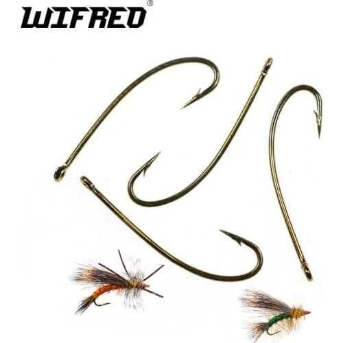 Wifreo 50PCS Terrestrial Hook 3XL Long Shank Curved Nymph Fly Hooks Dry Fly Supreme for Stimulator Flies Stonefly #8 #10 #12 #14