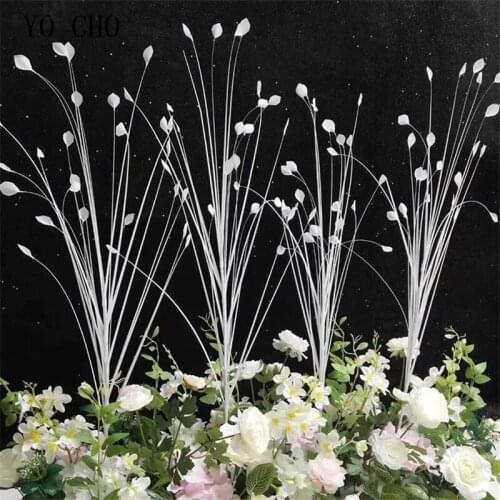 YO CHO 115cm Artificial Flower Fake Butterfly Grass Plants Home Wedding Decoration Peacock Grass Road Flower Reed White Flowers