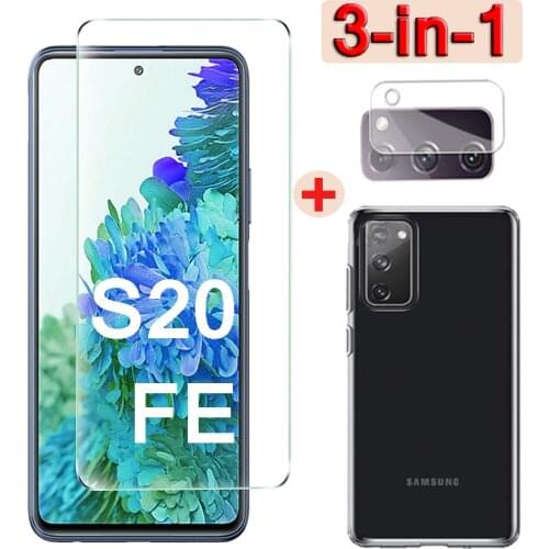 3in1 for Samsung Galaxy S20 FE Tempered Glass Screen Protector & Camera Lens Film & Tpu Back Case for S20 FE Screen Protectors