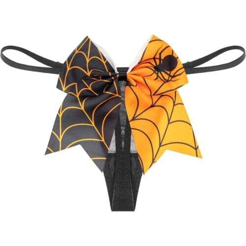 Christmas Halloween spider pattern satin big butterfly thong V strings high elasticity comfortable lace panties CYHWR