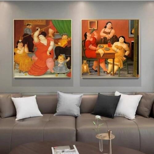 Famous Canvas Painting Fat Art Man and Woman Family Posters Print Wall Art Picture for Living Room Decor Cuadros