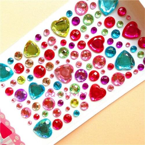 1Sheet Glitter Heart Style Crystal Jewel Diamond Sticker DIY 3D Crystal Rhinestones Stickers Self Adhesive Sticker