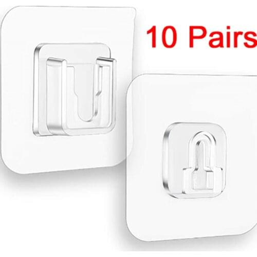 10 Pairs Double sided Adhesive Wall Hooks Waterproof Clothes Hats Towel Hooks