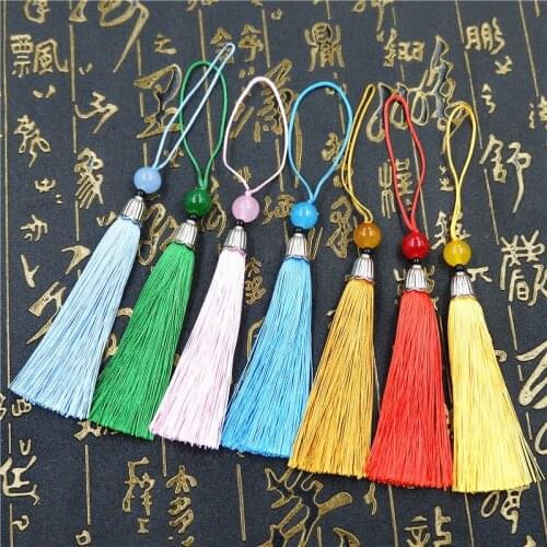 10pcs/lot 8cm Silk Tassel Fringe Sling Tassels Trim with beads pendant for Sewing Curtains jewelry Accessories DIY Wedding Decor