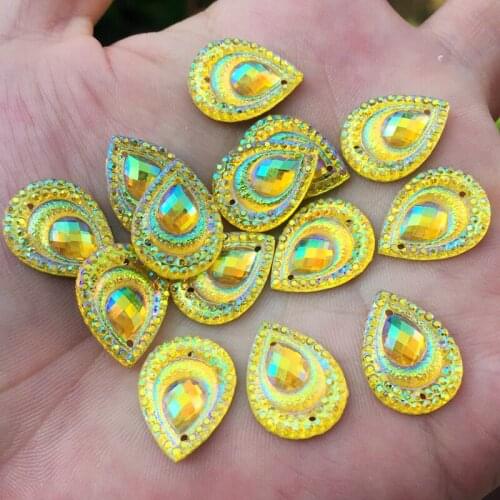 13*18mm Drop Shape Peacock Eye Pattern Resin Stone Flatback Sewing Rhinestone Jewelry Accessorie Rhinestone cabochon -B252