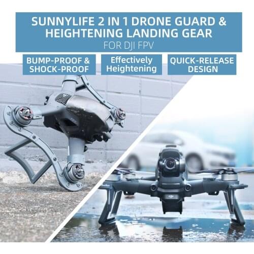 2in1 DJI FPV Drone Guard Heightening Landing Gear Anti-collision Drone Arm Bracers Bump-proof Motor Protect Safe Landing Support