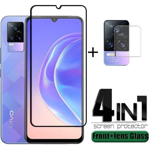 4-in-1 For Vivo V21E Glass For ViVo V21E V21 E Full Cover Tempered Glass HD Protective Screen Protector For Vivo V21E Lens Glass