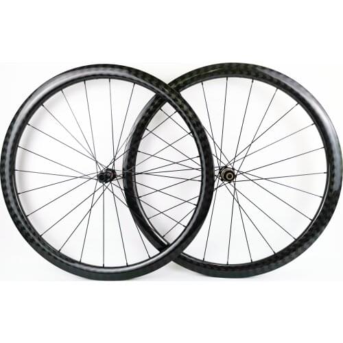 700C 38mm depth road bike disc brake carbon wheels 25 width Tubeless cyclocross carbon wheelset with 12K twill glossy finish