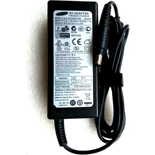 For Samsung Laptop AC Adapter Power Charger N193 V85 N17908 19V 3.16A 60W