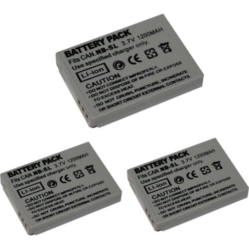 3 pcs 1200 mAh NB-5L NB5L Battery for Canon PowerShot SX210 SD990 IS SX230
