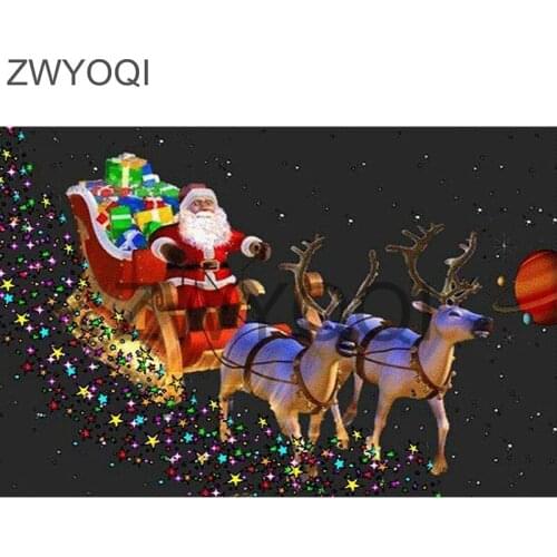 Full Round Diamond embroidery Cross stitch Santa Elk gift Full Square Diamond painting Santa Claus Elk Gift DIY3D Diamond mosaic