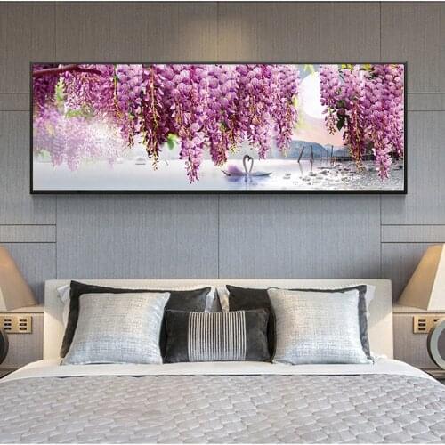 DIY 5D Purple swan flower Diamond Embroidery,Round Diamond Full rhinestone Diamond painting cross stitch,needlework