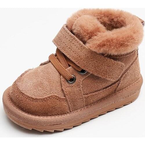 Winter Kids Snow Boots Solid Color Plush Warm Baby Boots First Walkers Children Boys Shoes Girls Sneakers SHG040
