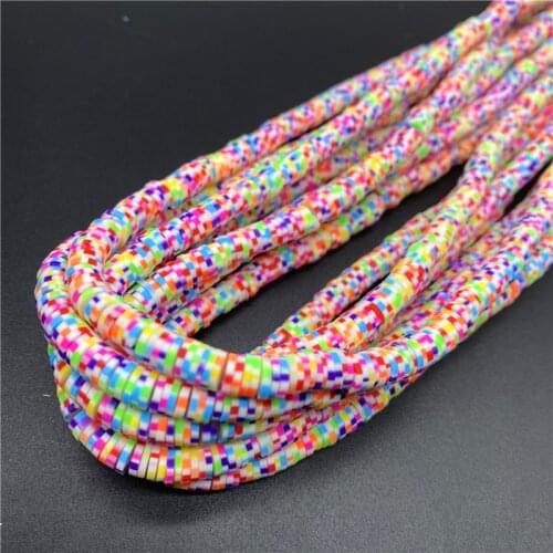 400pcs/Lot 4mm 6mm Rainbow Clay Beads Flat Round Clay Polymer Loose Spacer Beads For Jewelry Making DIY Handmade Charms Bracelet
