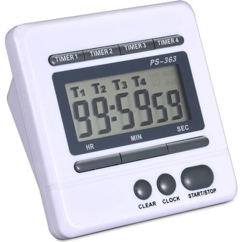 Digital Countdown Timer 4 Channel Count Up Down Kitchen Cooking Timer Clock
