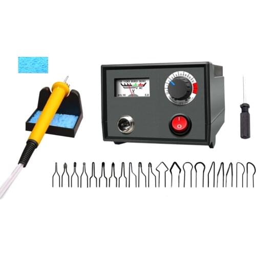 220V Adjustable Temperature Wood Burner Pyrography Pen Burning Machine Gourd Crafts Tool Set With Welding Wire EU Adapter Solder