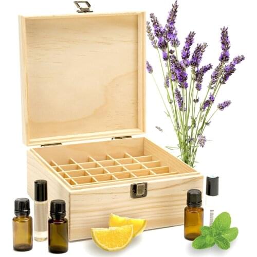 25 Grid Wooden Storage Box Organizer For Essential Oil Carrying Case Aromatherapy Container Treasure Jewelry Storage Box #W0