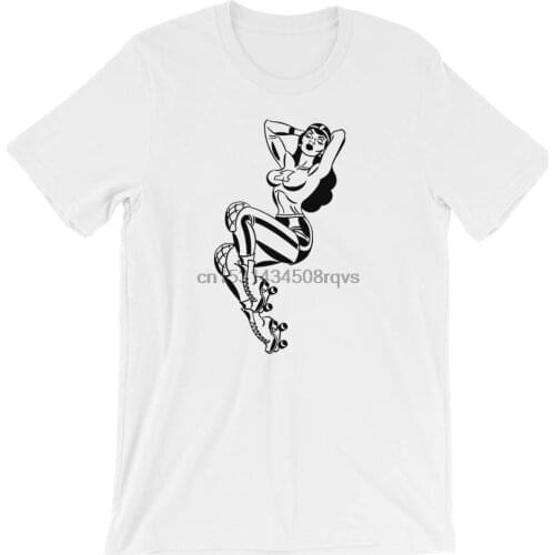 Pin up Roller Skating Girl Retro Short Sleeve Unisex T Shirt