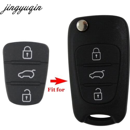 Jingyuqin 3 Button Remote Key Fob Case Rubber Pad For Hyundai I10 I20 I30 IX35 for Kia K2 K5 Rio Sportage Flip Key