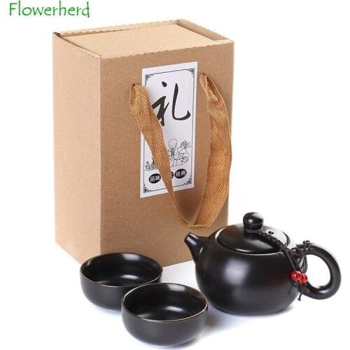 Ceramic Porcelain Kung Fu Tea Set Teaware Tea Pot and Cup Set Portable Travel Tea Set One Pot and Two Cups Teapot Teacup