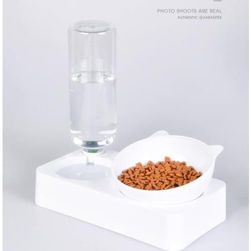 Cat Double Bowl Cat Bowl Dog Bowl Transparent PP Material Non-slip Food Bowl With Protection Cervical Transparent Cat Home Pet