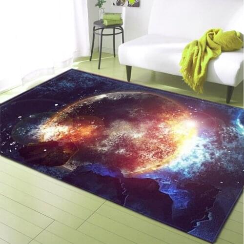 3D Printed Galaxy Carpet Non-slip Area Rugs Large Purple Floor Mat Science Universe Space Theme Nordic Living Room Bedroom Decor